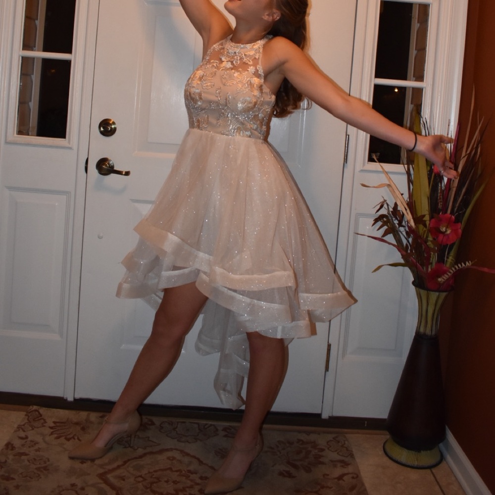 Gold and white sparkly dress